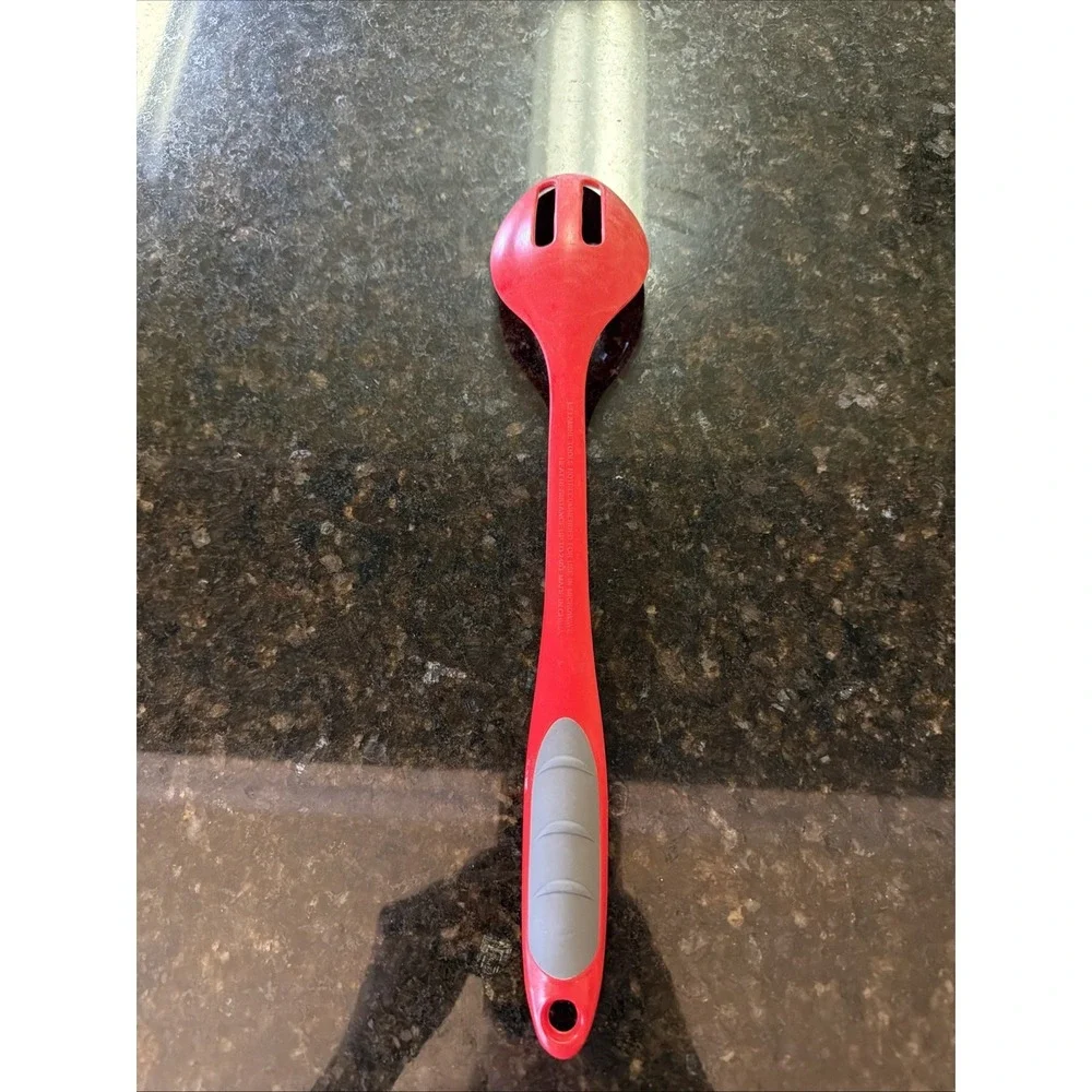 Betty Crocker Melamine Red Slotted Spoon Kitchen Utensil Cooking Spoon Plastic